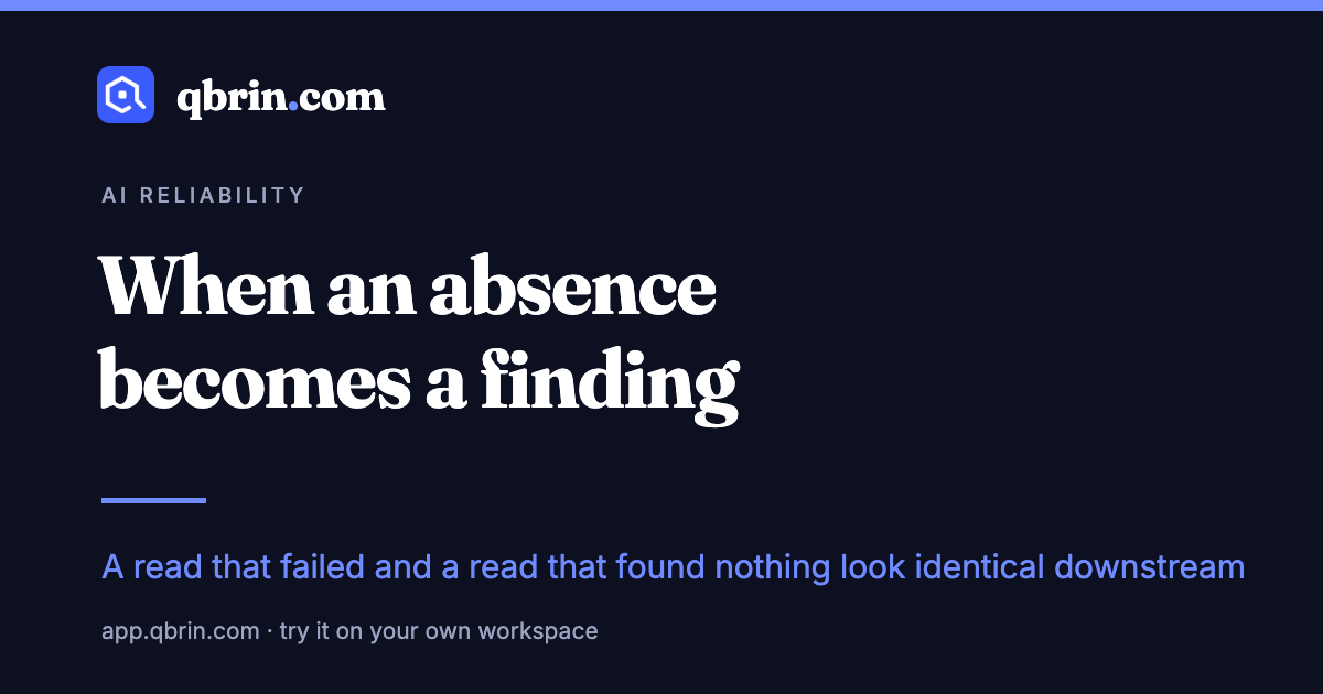 A failed data read producing an empty set that is rendered downstream as a confident finding